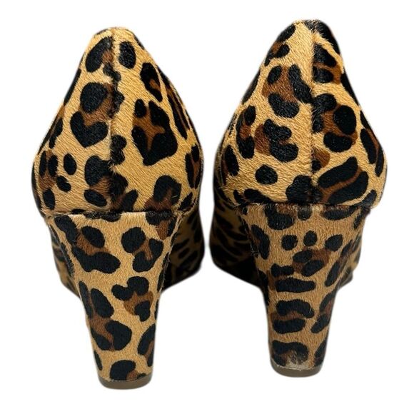 J. Crew Sylvia Calf Hair Leopard Print Wedges Cheetah Print Wedged Heels Size 7 - Picture 6 of 13